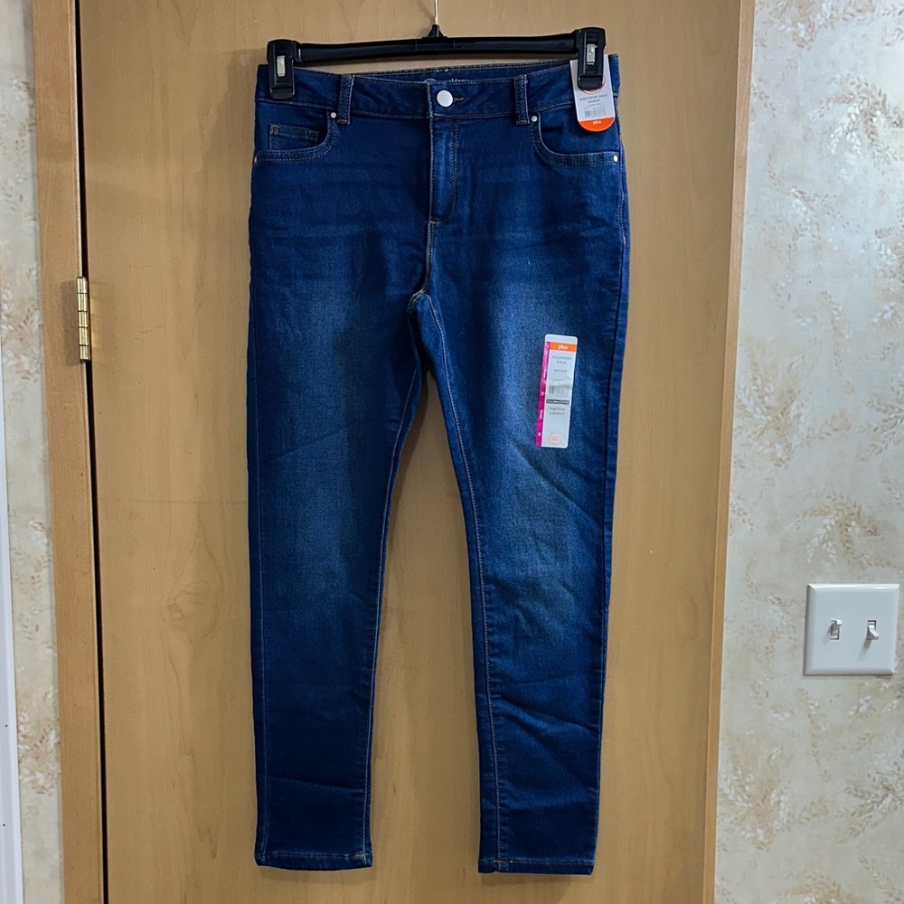 Wonder Nation Plus Size adjustable waist stretch skinny  Blue Jeans